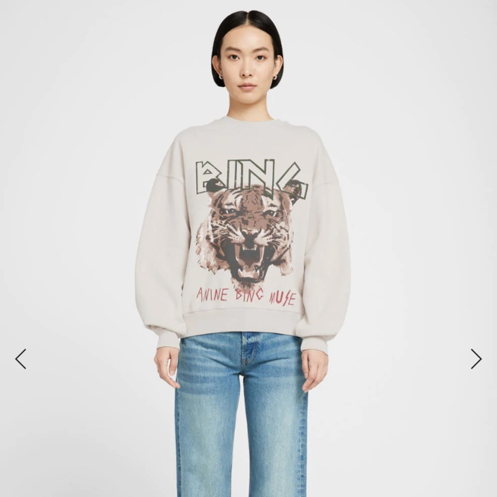 Anine Bing Tiger Sweatshirt in Stone